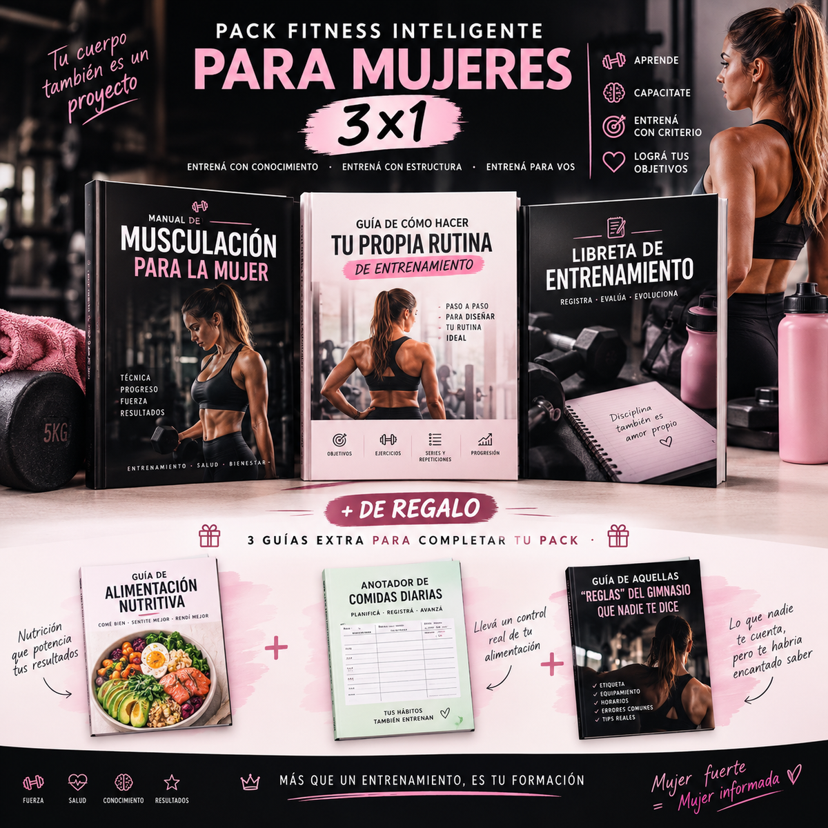 Pack Fitness Inteligente para Mujeres 3x1 + 3 bonos de regalo